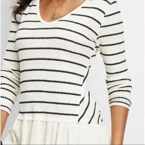 Maurices Striped Thermal Peplum Top